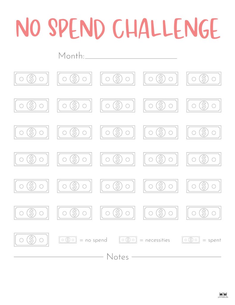 no spend challenge printables | printabulls